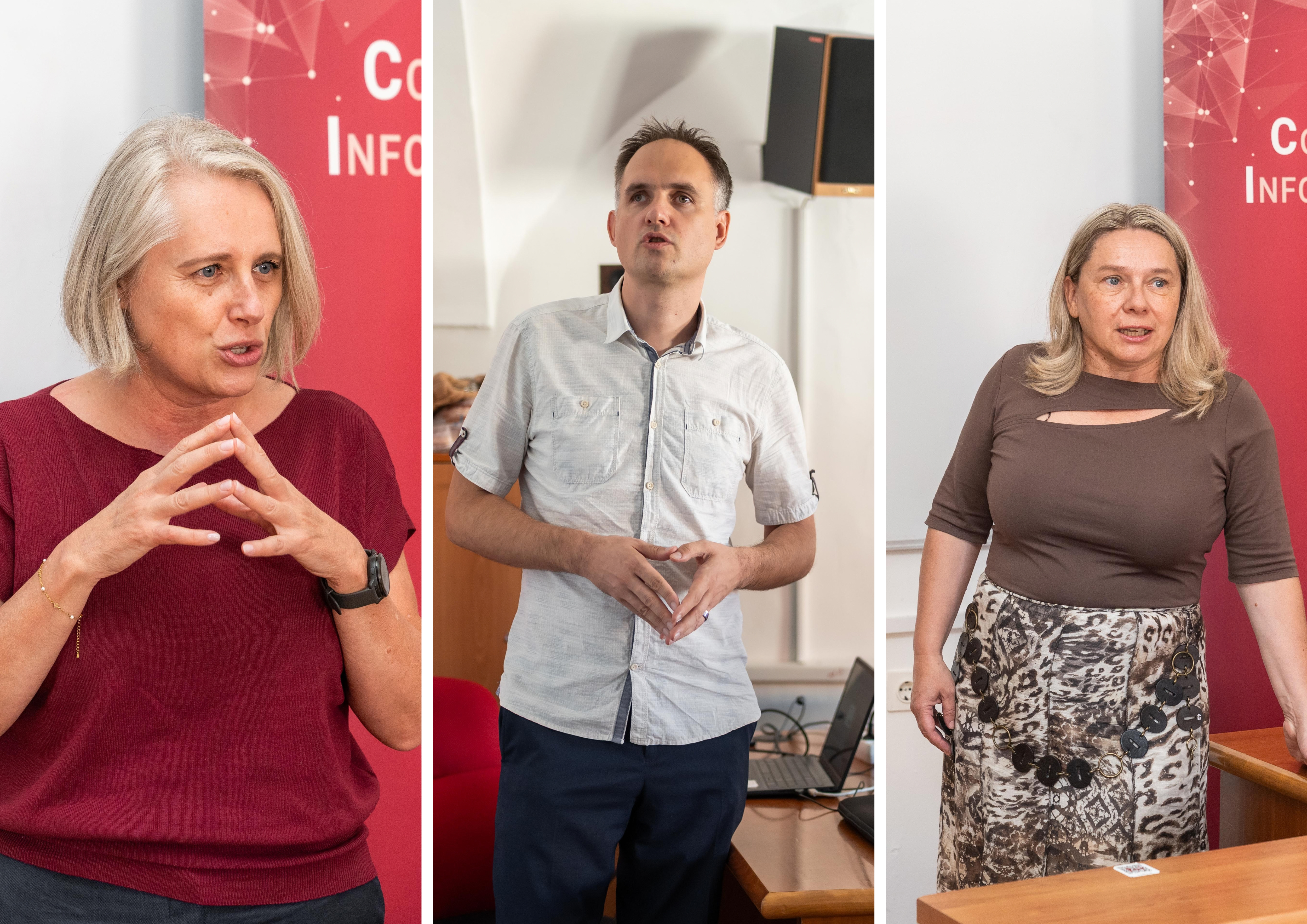 Anita Cvetić Oreščanin, Mladen Fernežir i prof. dr. sc. Jasminka Dobša tijekom projektnog sastanka fAIth